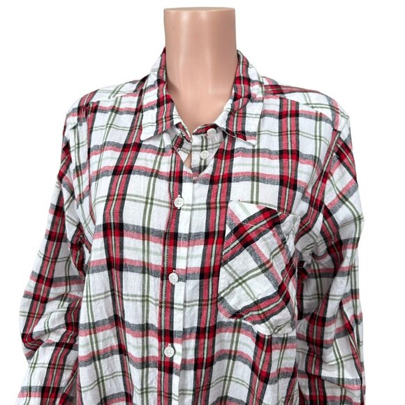 Time And Tru Women Flannel Red-White Button Down Shirt SZ XXL (20) - Picture 10 of 12